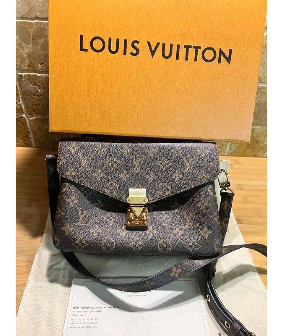 LOUIS VUITTON Коричневая кожаная сумка с короткими ручками, фото 2
