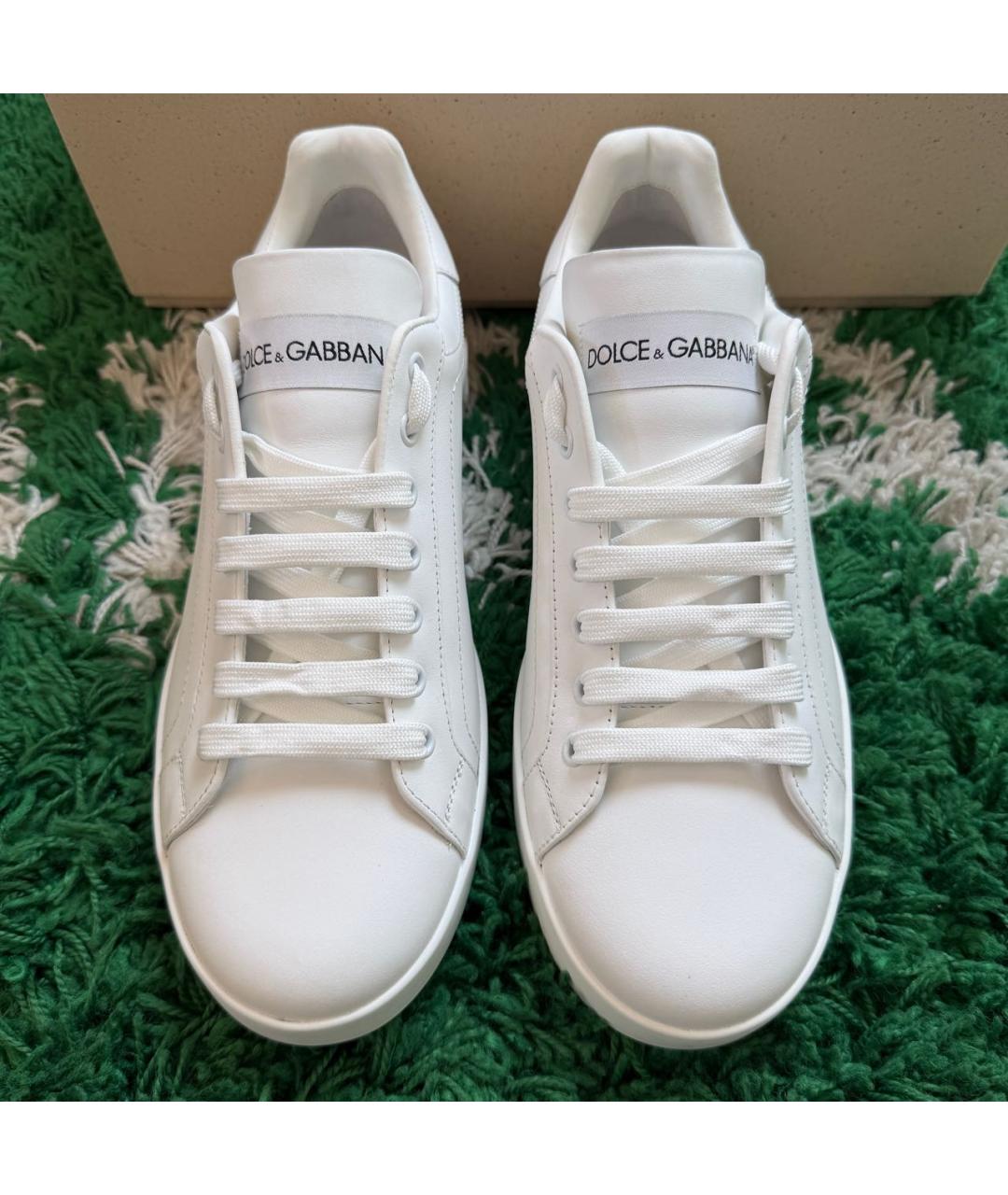 DOLCE&GABBANA Белые кожаные низкие кроссовки / кеды, фото 3