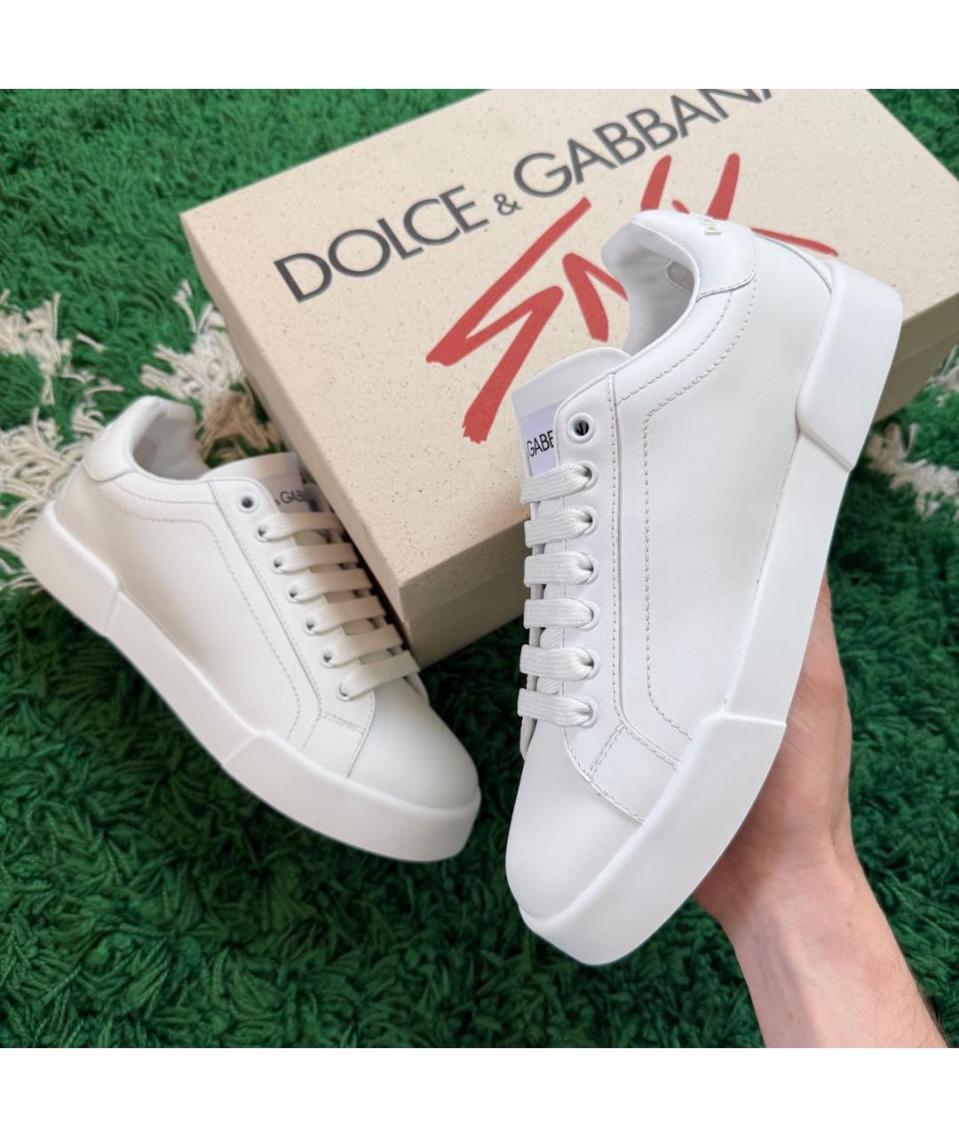 DOLCE&GABBANA Белые кожаные кеды, фото 9