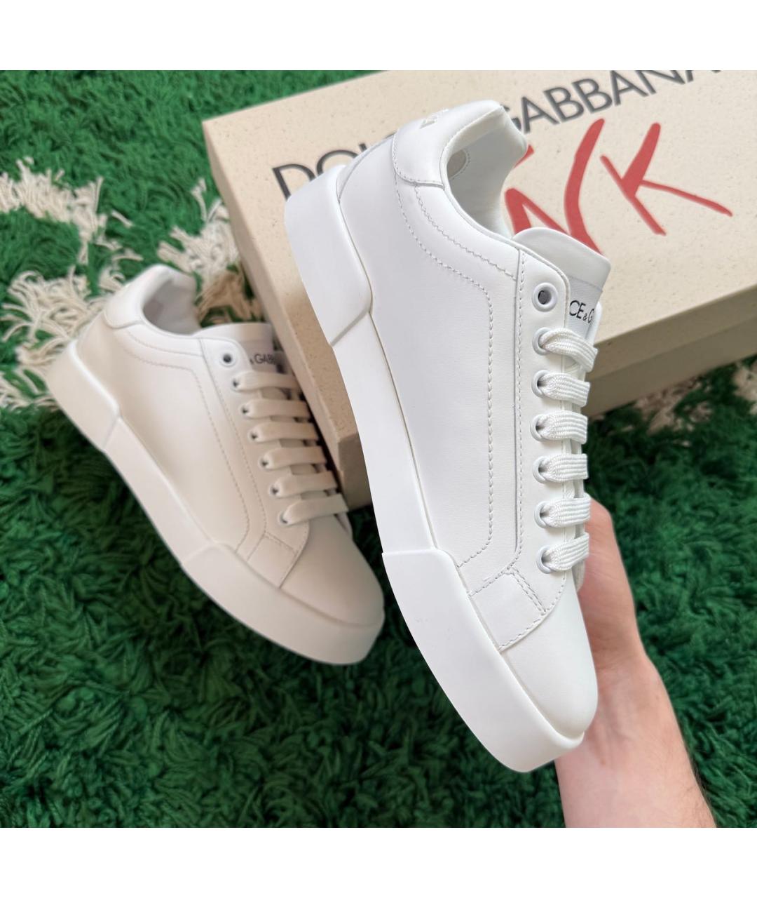 DOLCE&GABBANA Белые кожаные кеды, фото 2