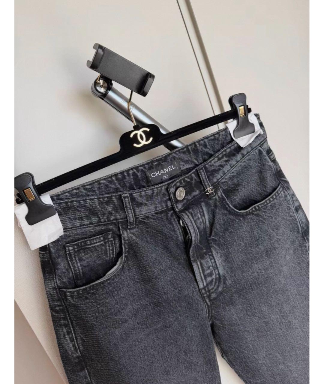 CHANEL Черные хлопковые прямые джинсы, фото 3