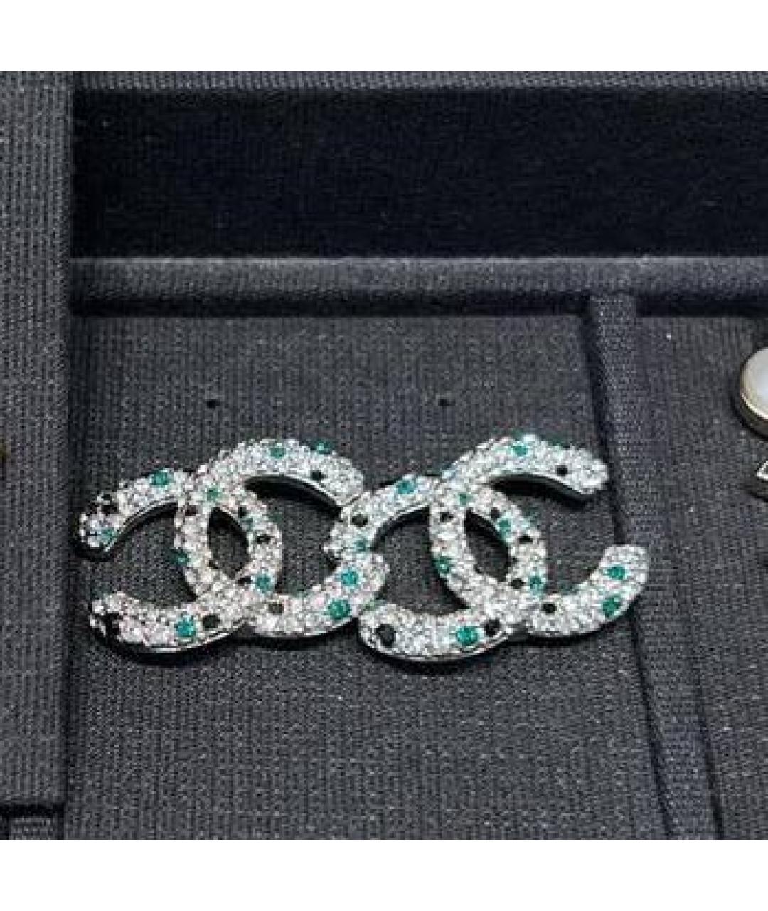CHANEL Зеленые металлические серьги, фото 3
