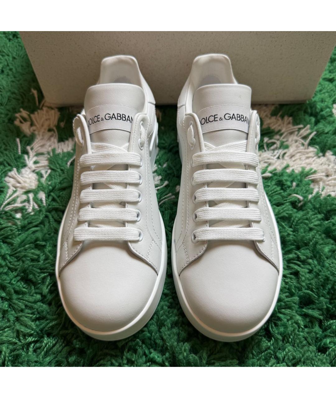 DOLCE&GABBANA Белые кожаные кеды, фото 3