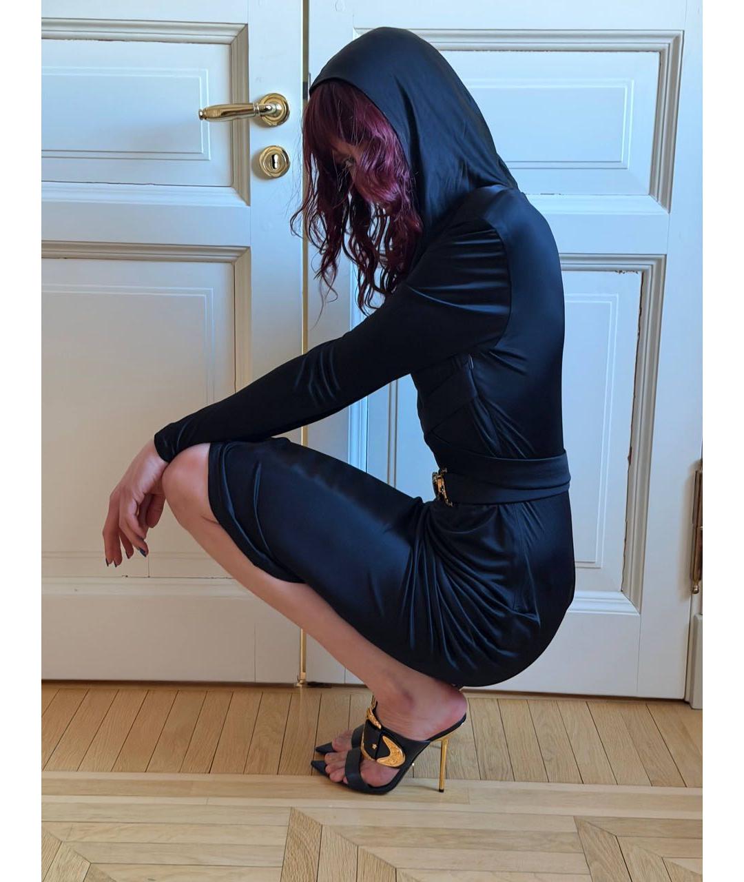 VERSACE Черное полиэстеровое коктейльное платье, фото 5