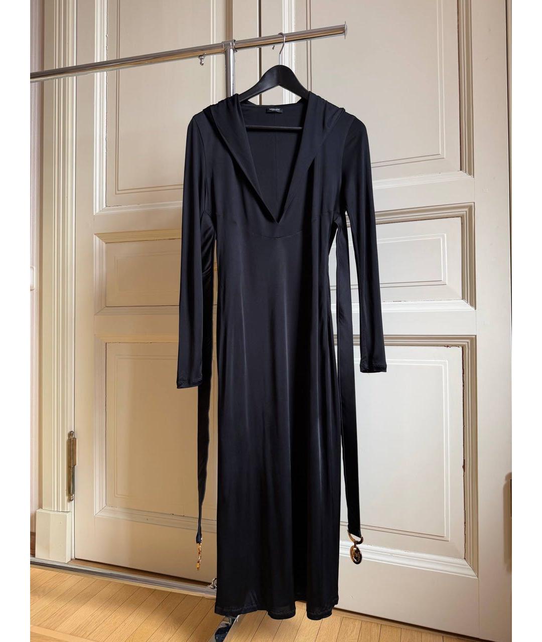 VERSACE Черное полиэстеровое коктейльное платье, фото 8