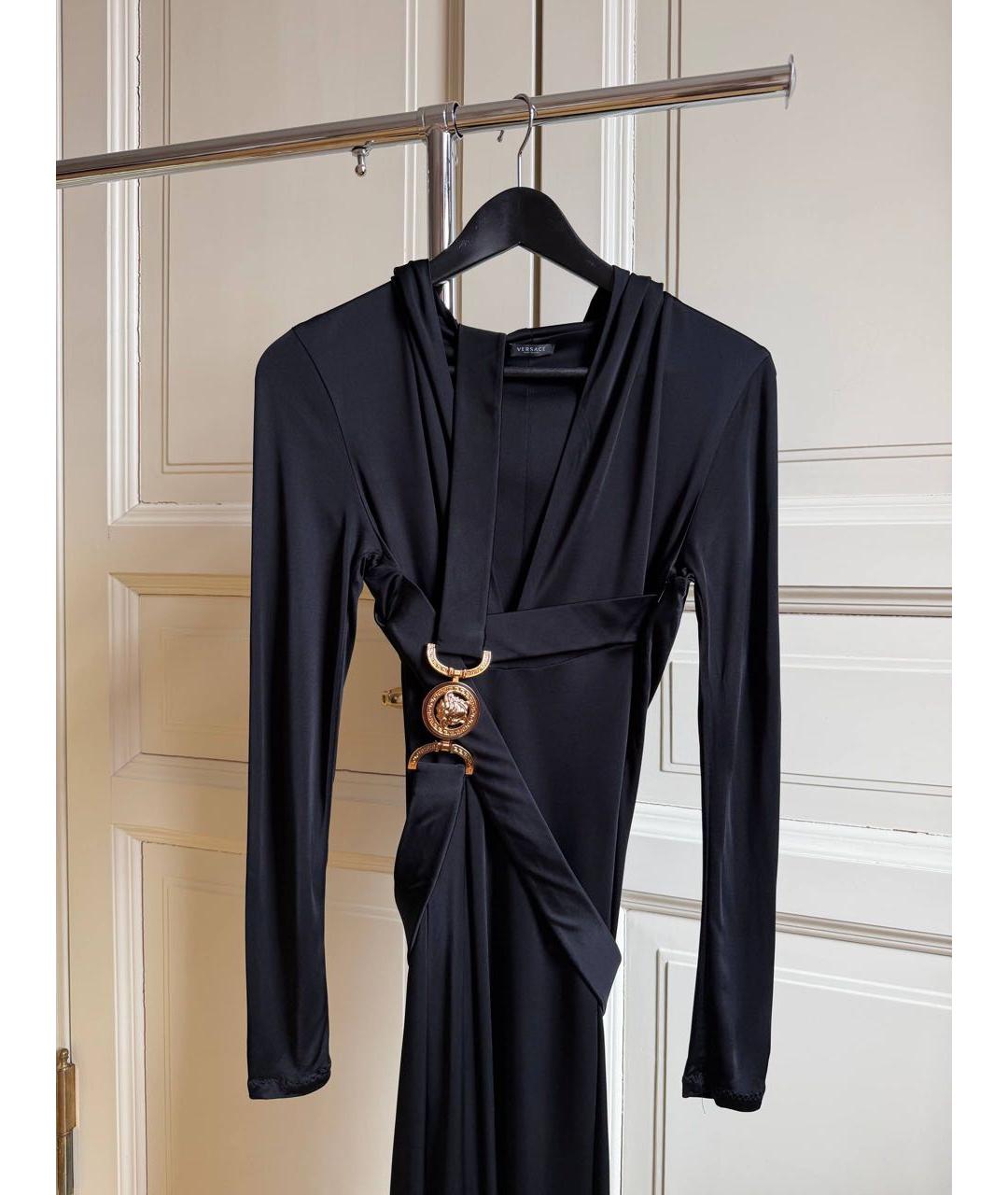 VERSACE Черное полиэстеровое коктейльное платье, фото 3