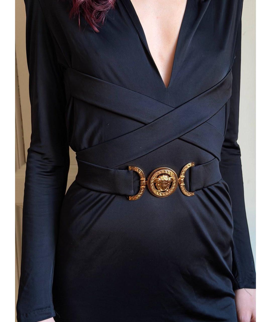 VERSACE Черное полиэстеровое коктейльное платье, фото 4