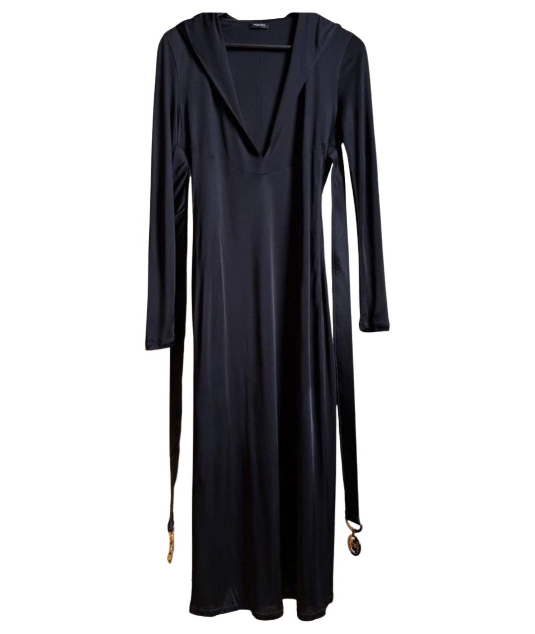 VERSACE Черное полиэстеровое коктейльное платье, фото 1