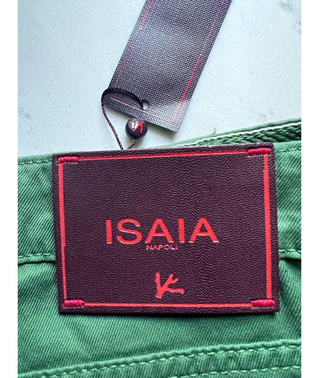 ISAIA Зеленые хлопко-эластановые прямые джинсы, фото 7