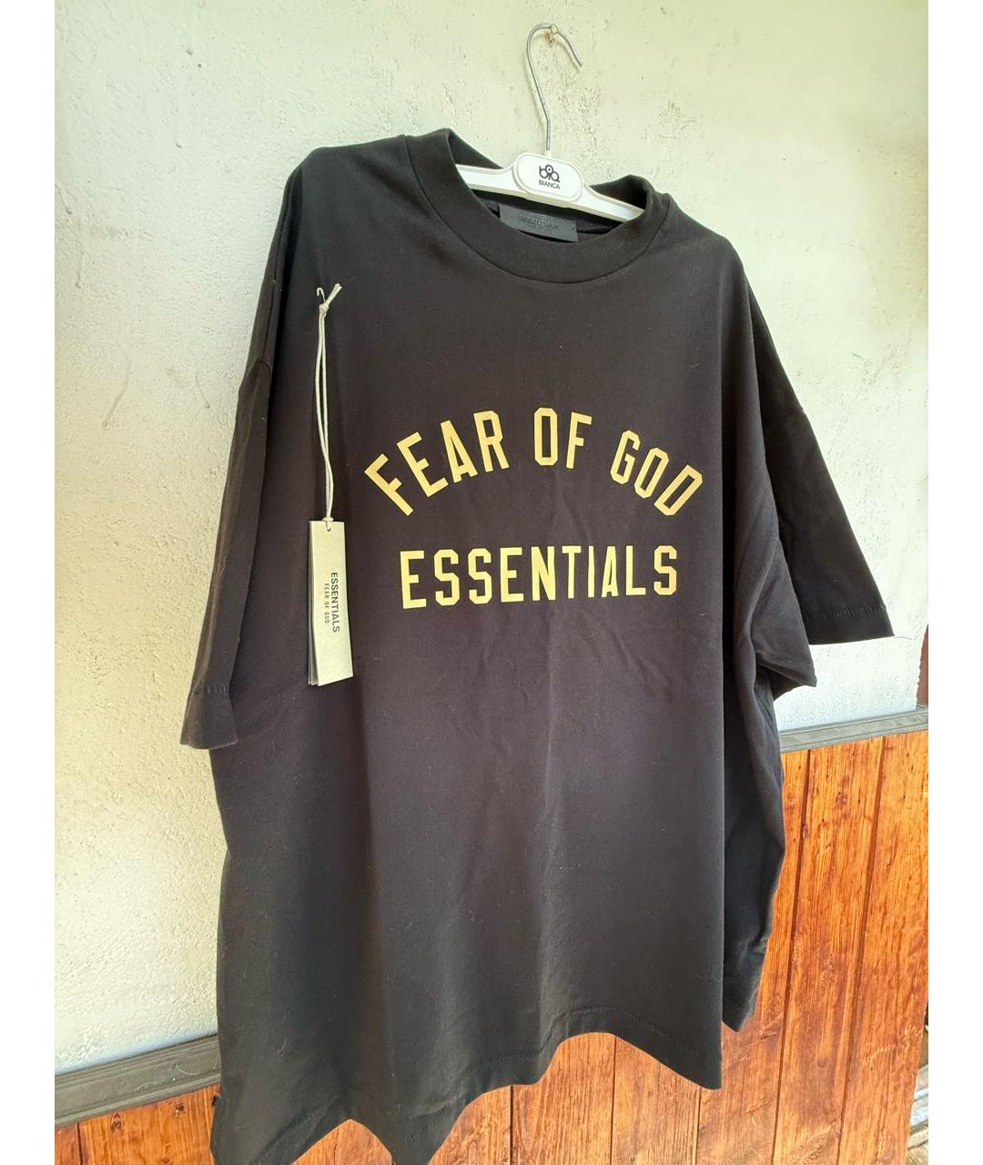 FEAR OF GOD ESSENTIALS Черная хлопковая футболка, фото 2
