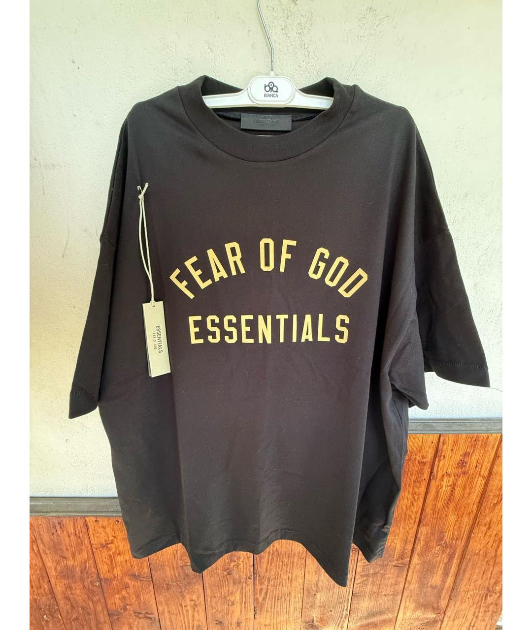 FEAR OF GOD ESSENTIALS Черная хлопковая футболка, фото 5