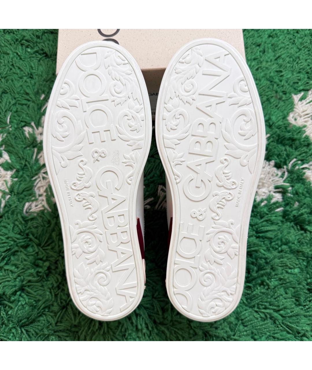 DOLCE&GABBANA Бордовые низкие кроссовки / кеды из экзотической кожи, фото 7
