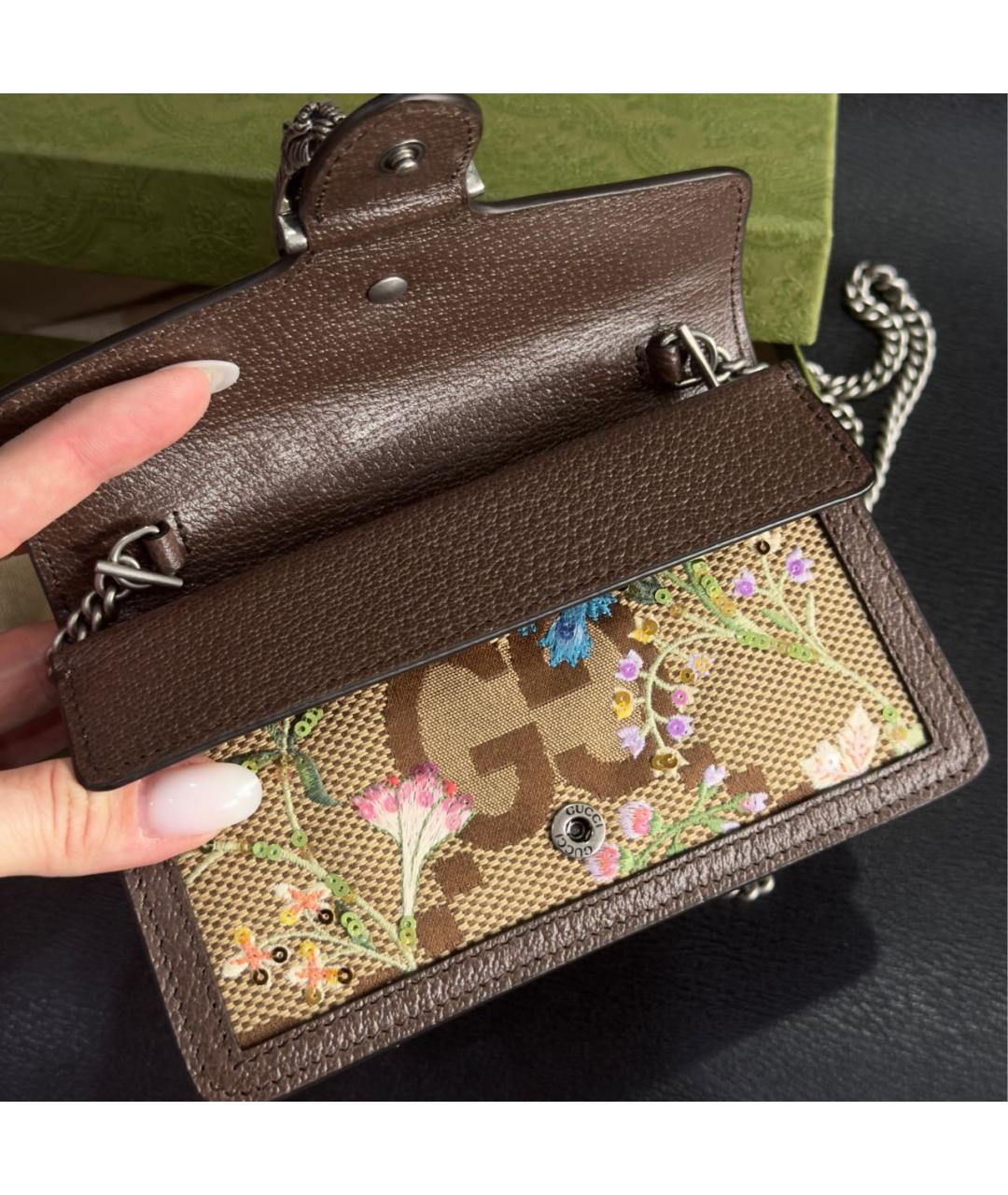 GUCCI Коричневая кожаная сумка через плечо, фото 7