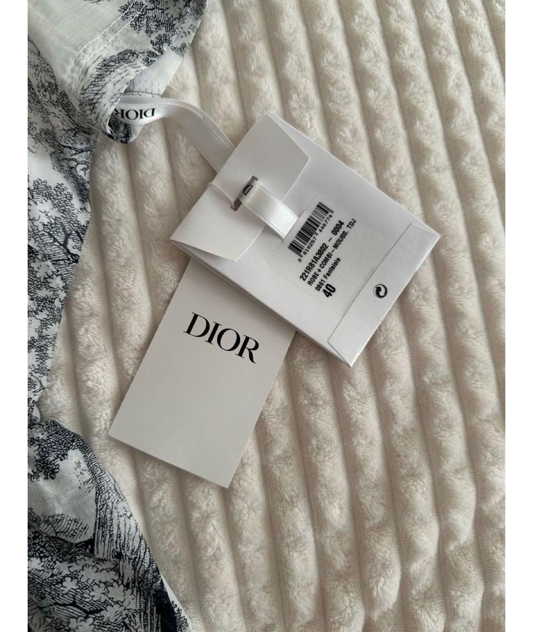 CHRISTIAN DIOR Белое хлопковое повседневное платье, фото 4