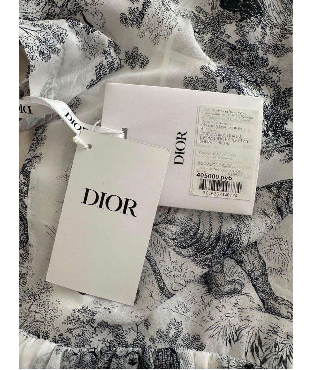 CHRISTIAN DIOR Белое хлопковое повседневное платье, фото 5