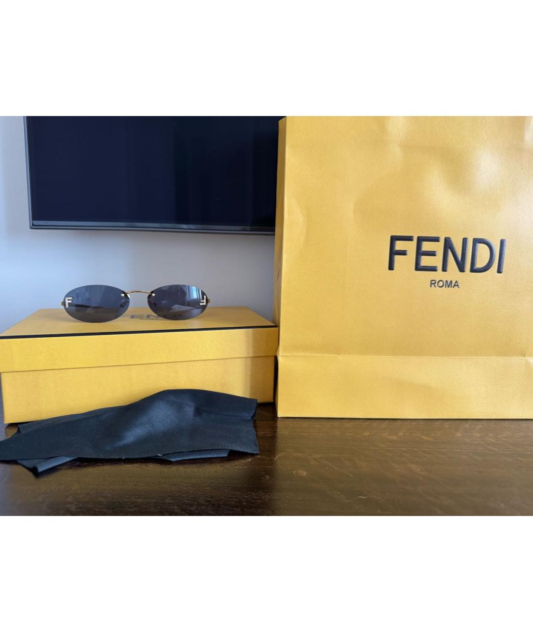 FENDI Синие металлические солнцезащитные очки, фото 5