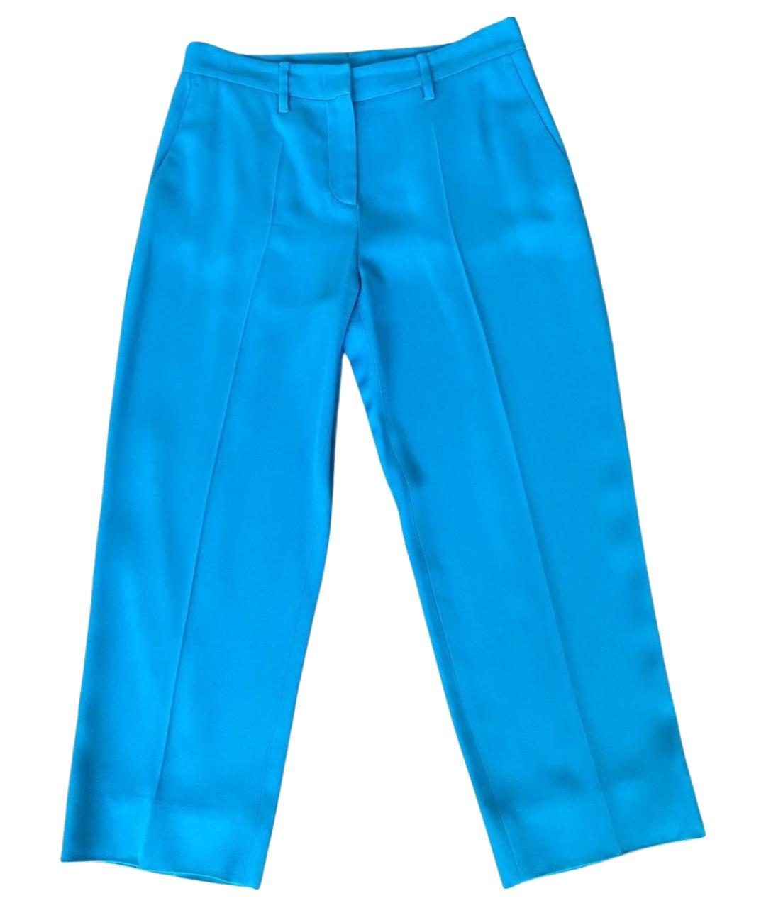 PRADA Бирюзовые ацетатные прямые брюки, фото 1