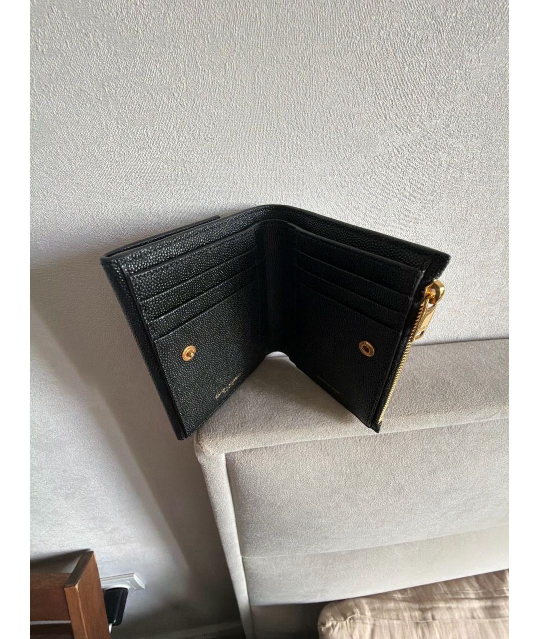 SAINT LAURENT Черный кожаный кошелек, фото 4