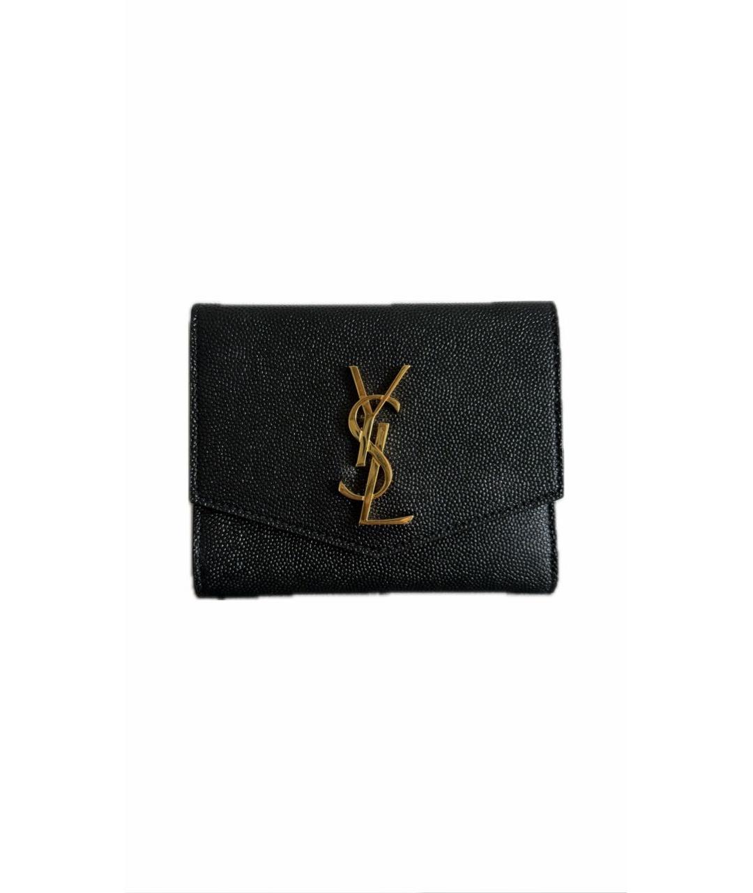 SAINT LAURENT Черный кожаный кошелек, фото 1
