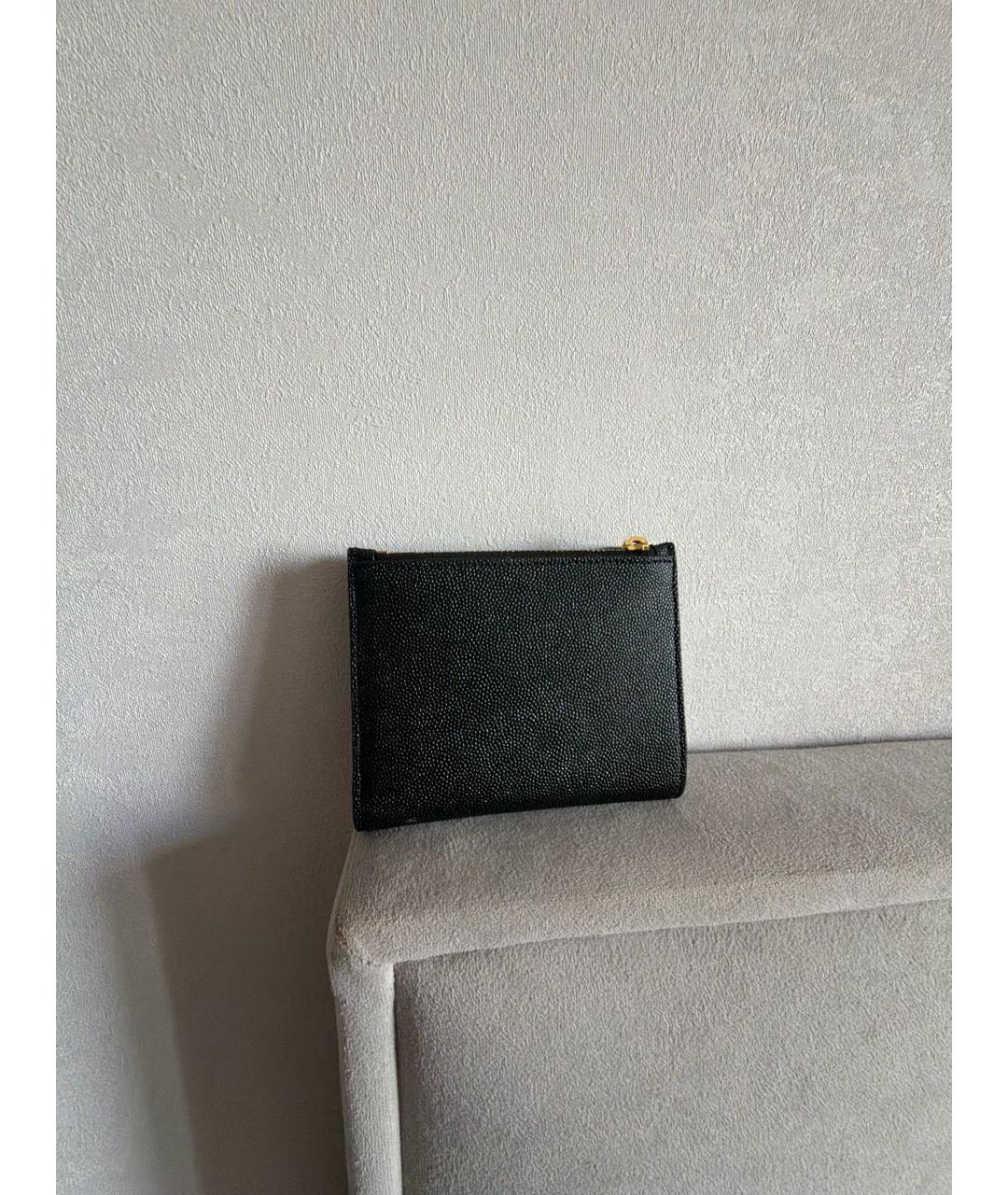 SAINT LAURENT Черный кожаный кошелек, фото 3