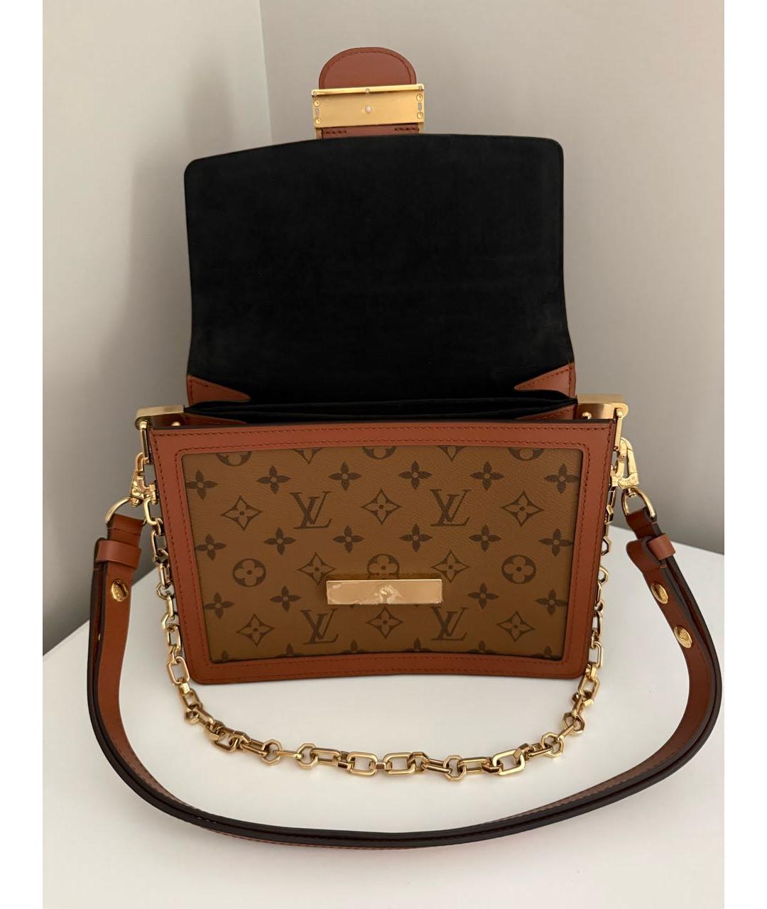 LOUIS VUITTON Коричневая кожаная сумка через плечо, фото 4