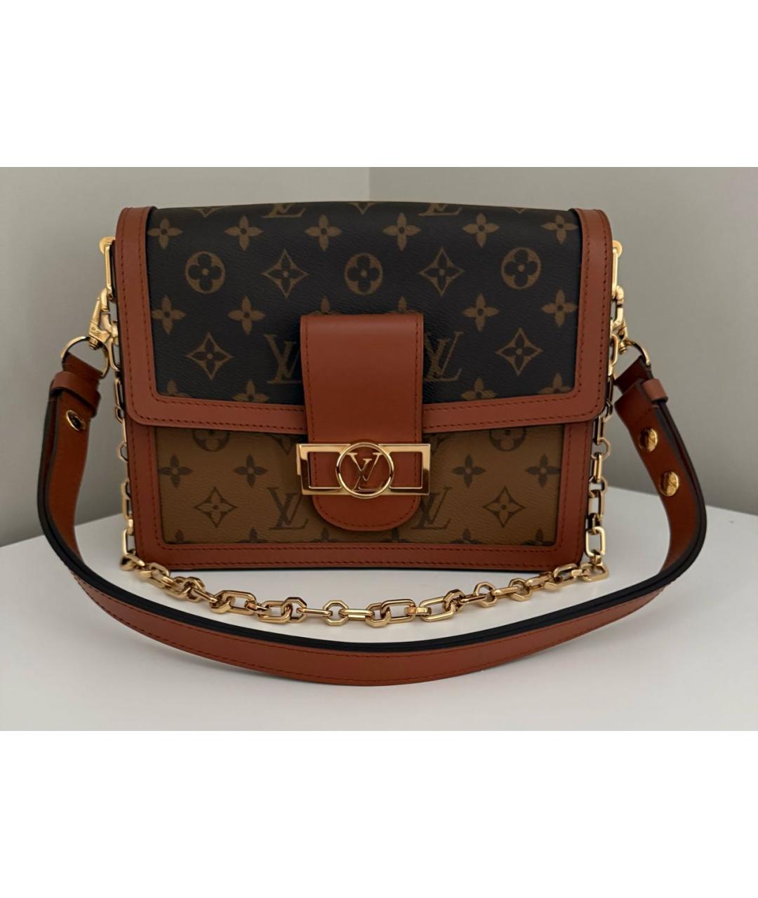 LOUIS VUITTON Коричневая кожаная сумка через плечо, фото 9