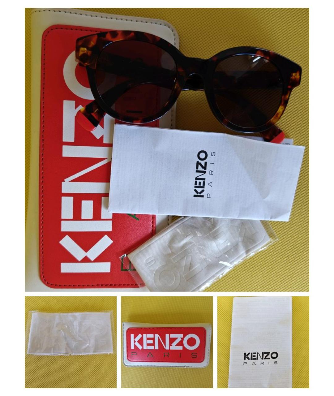 KENZO Коричневые пластиковые солнцезащитные очки, фото 2