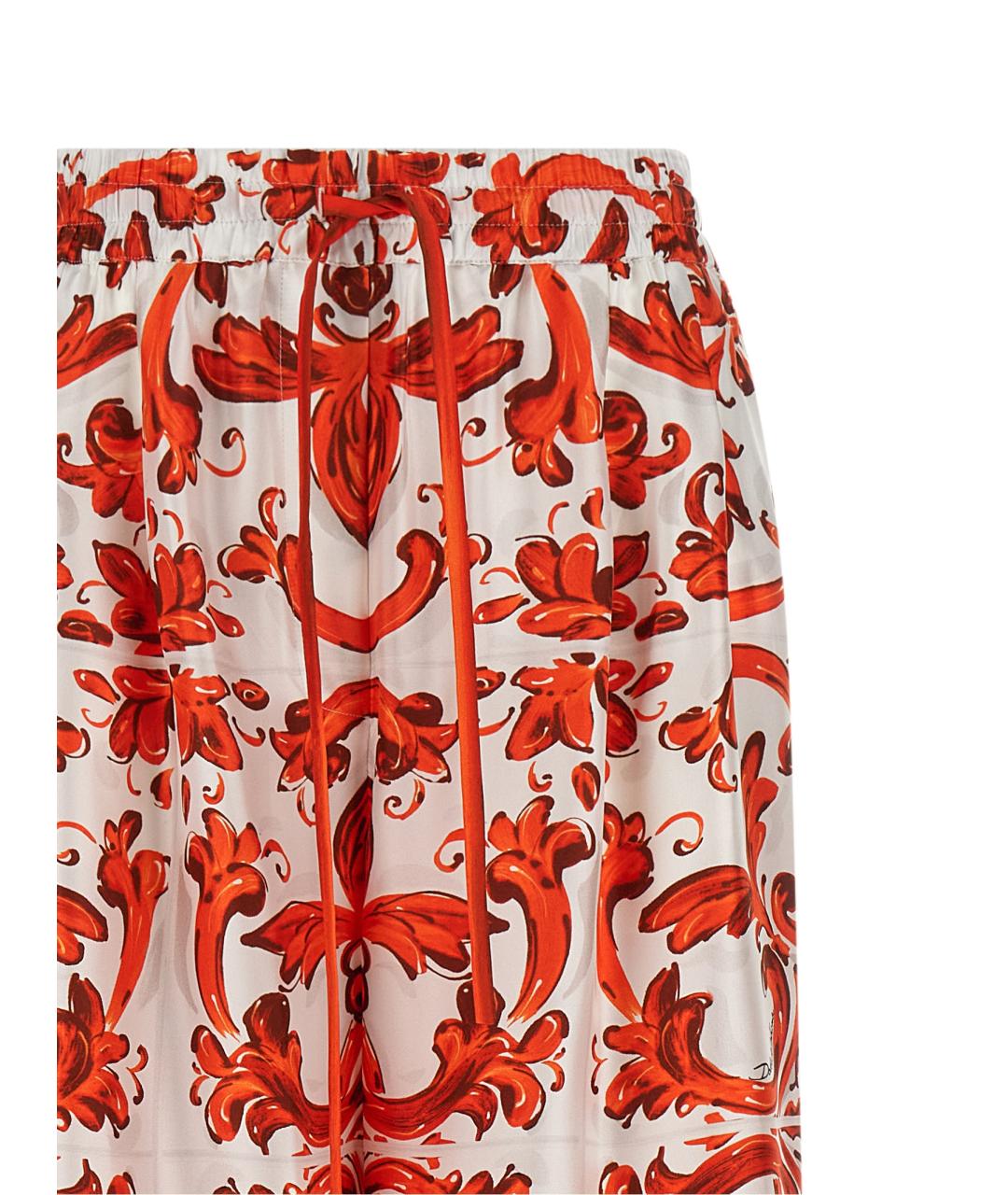 DOLCE&GABBANA Оранжевые шелковые прямые брюки, фото 4