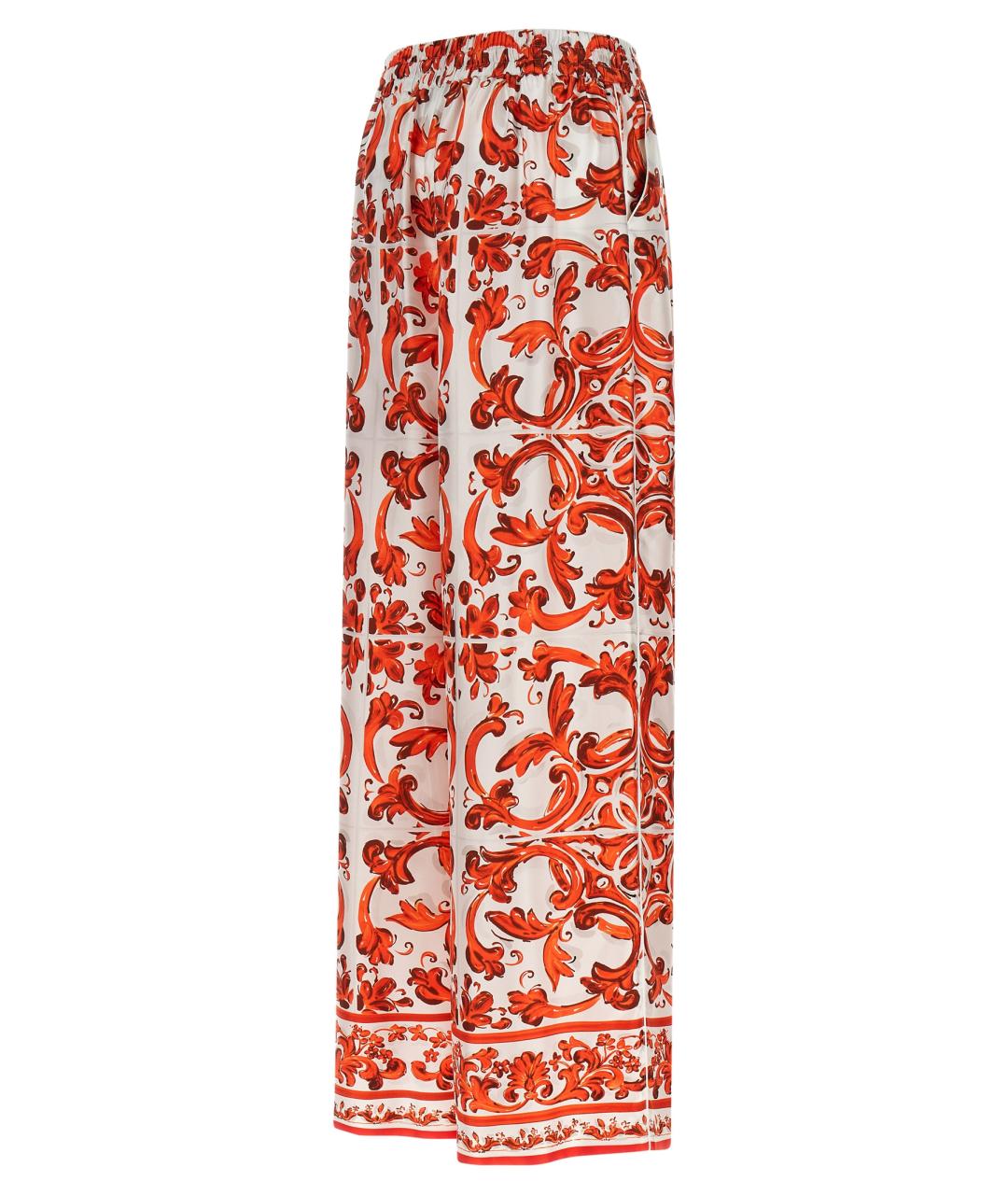 DOLCE&GABBANA Оранжевые шелковые прямые брюки, фото 3