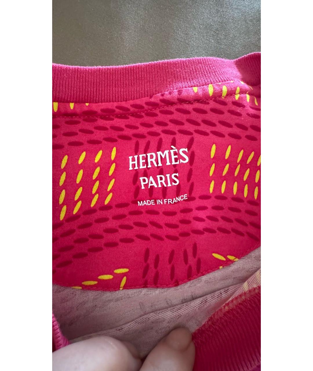 HERMES Фуксия хлопковая футболка, фото 3
