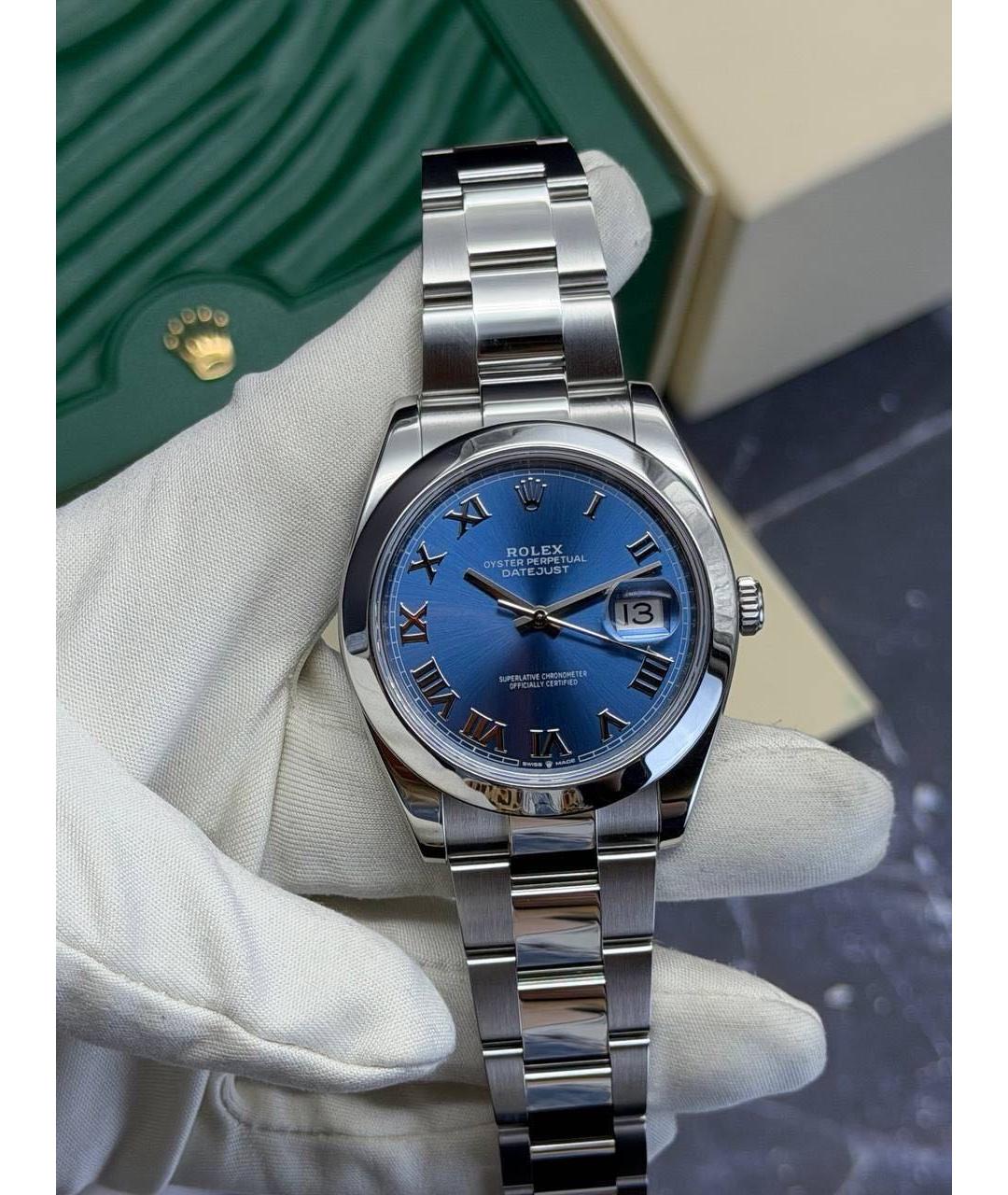 ROLEX Синие металлические часы, фото 8