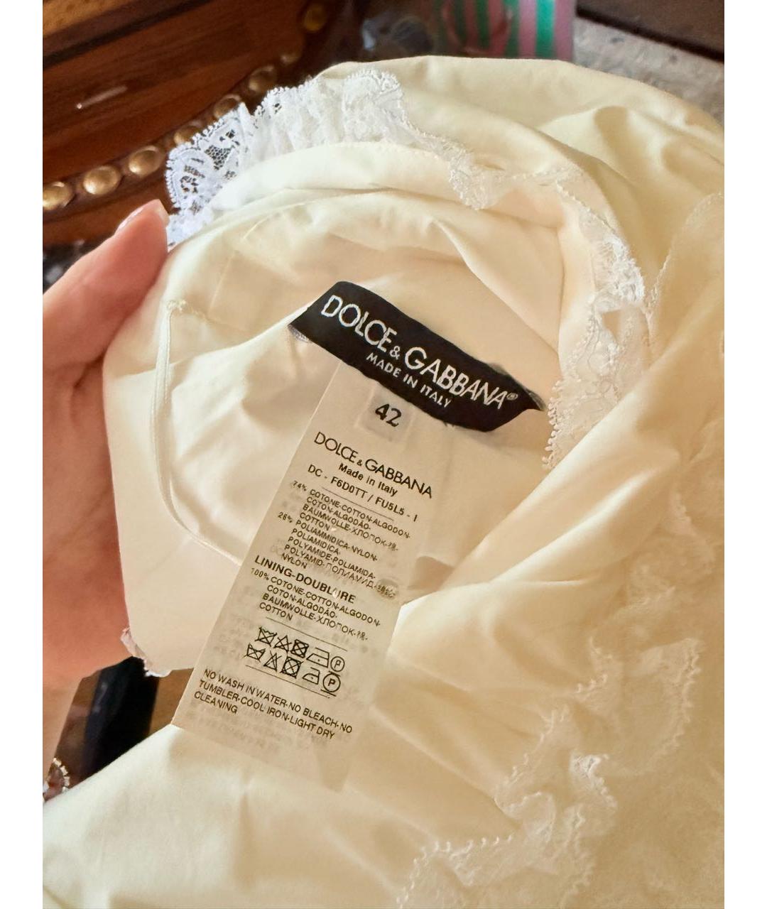 DOLCE&GABBANA Белый хлопковый сарафан, фото 7