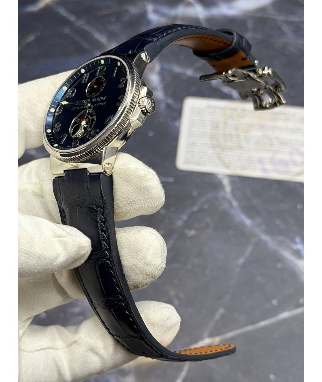Ulysse Nardin Темно-синие металлические часы, фото 4