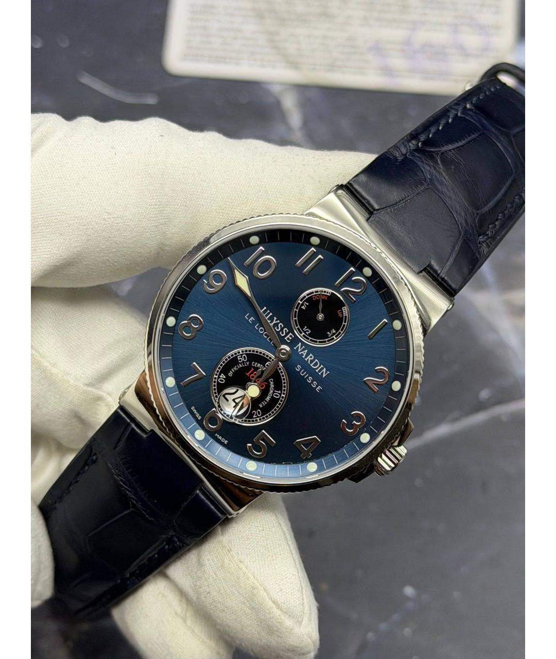 Ulysse Nardin Темно-синие металлические часы, фото 2