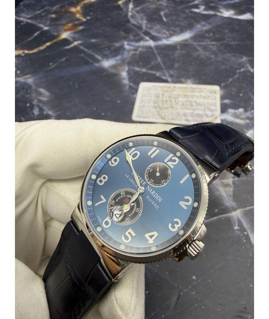Ulysse Nardin Темно-синие металлические часы, фото 6