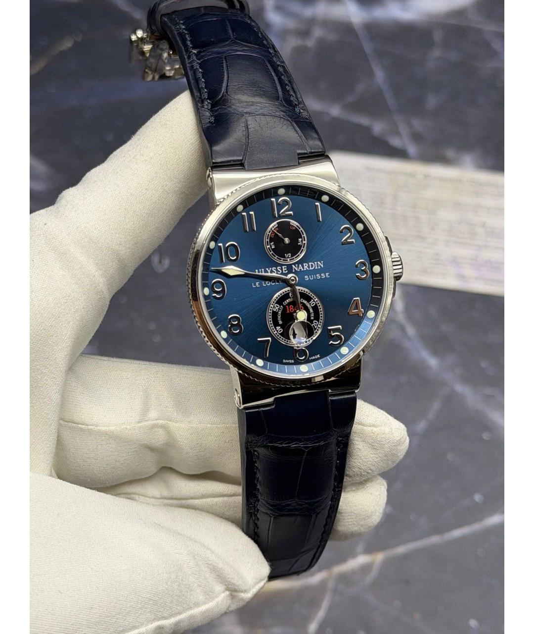 Ulysse Nardin Темно-синие металлические часы, фото 3