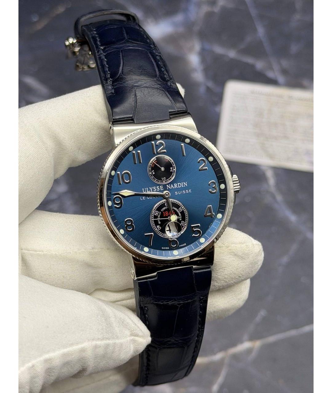 Ulysse Nardin Темно-синие металлические часы, фото 5