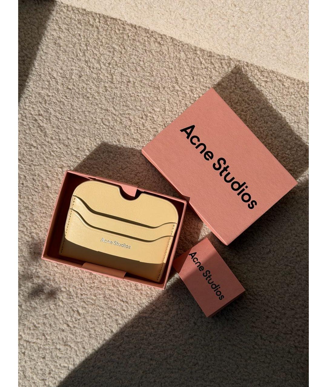 ACNE STUDIOS Бежевый кожаный кардхолдер, фото 5