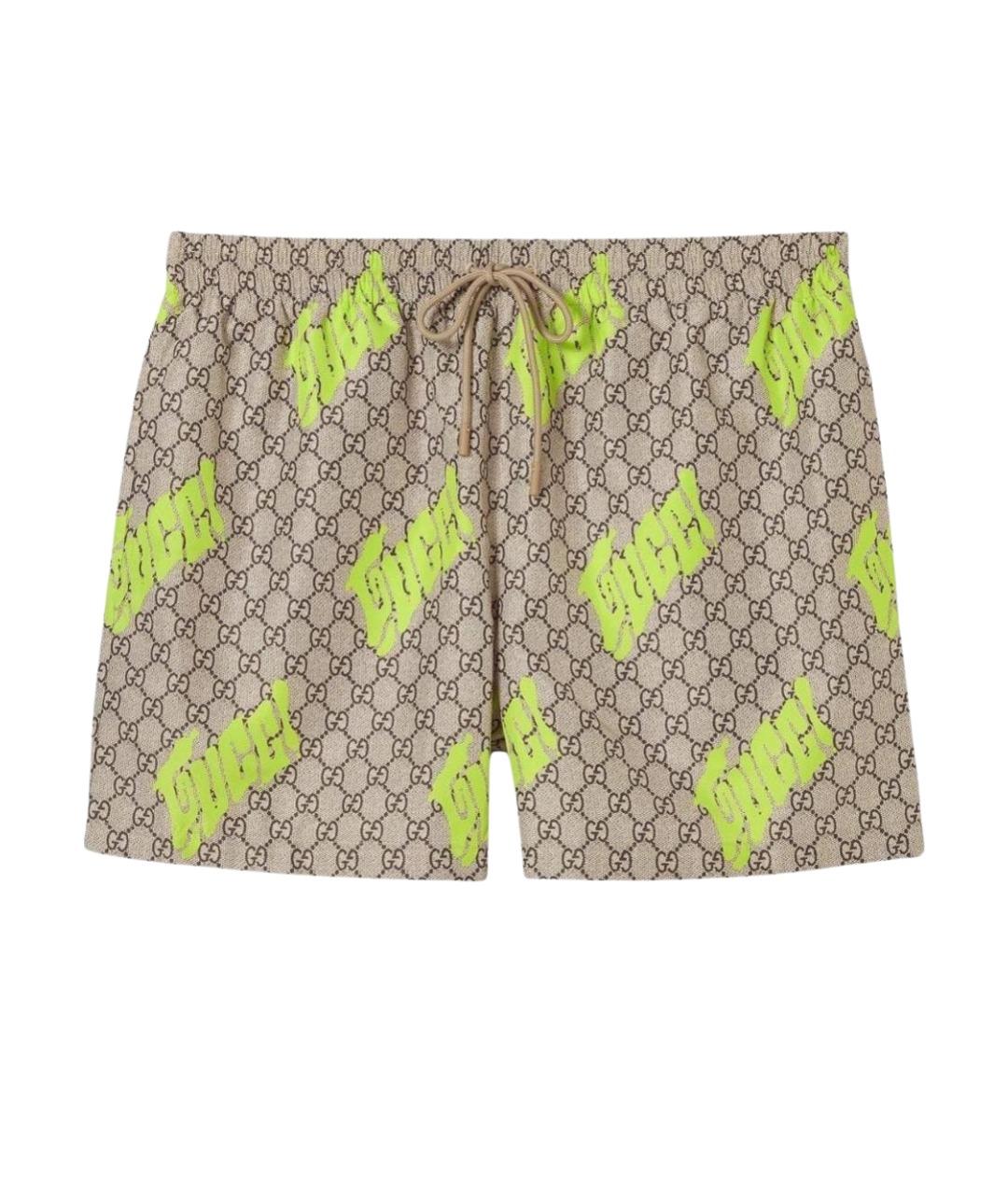 GUCCI Бежевые хлопко-эластановые шорты, фото 1