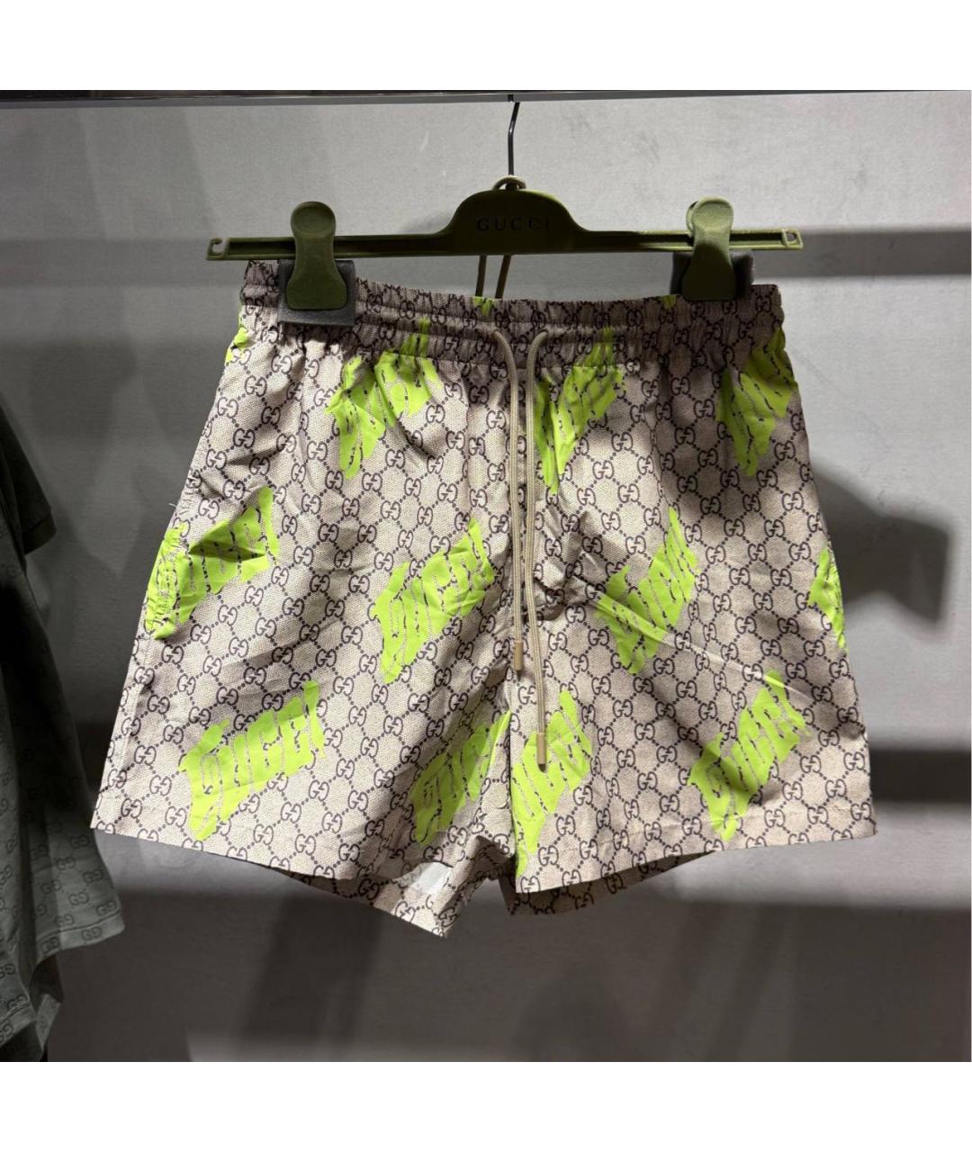 GUCCI Бежевые хлопко-эластановые шорты, фото 3