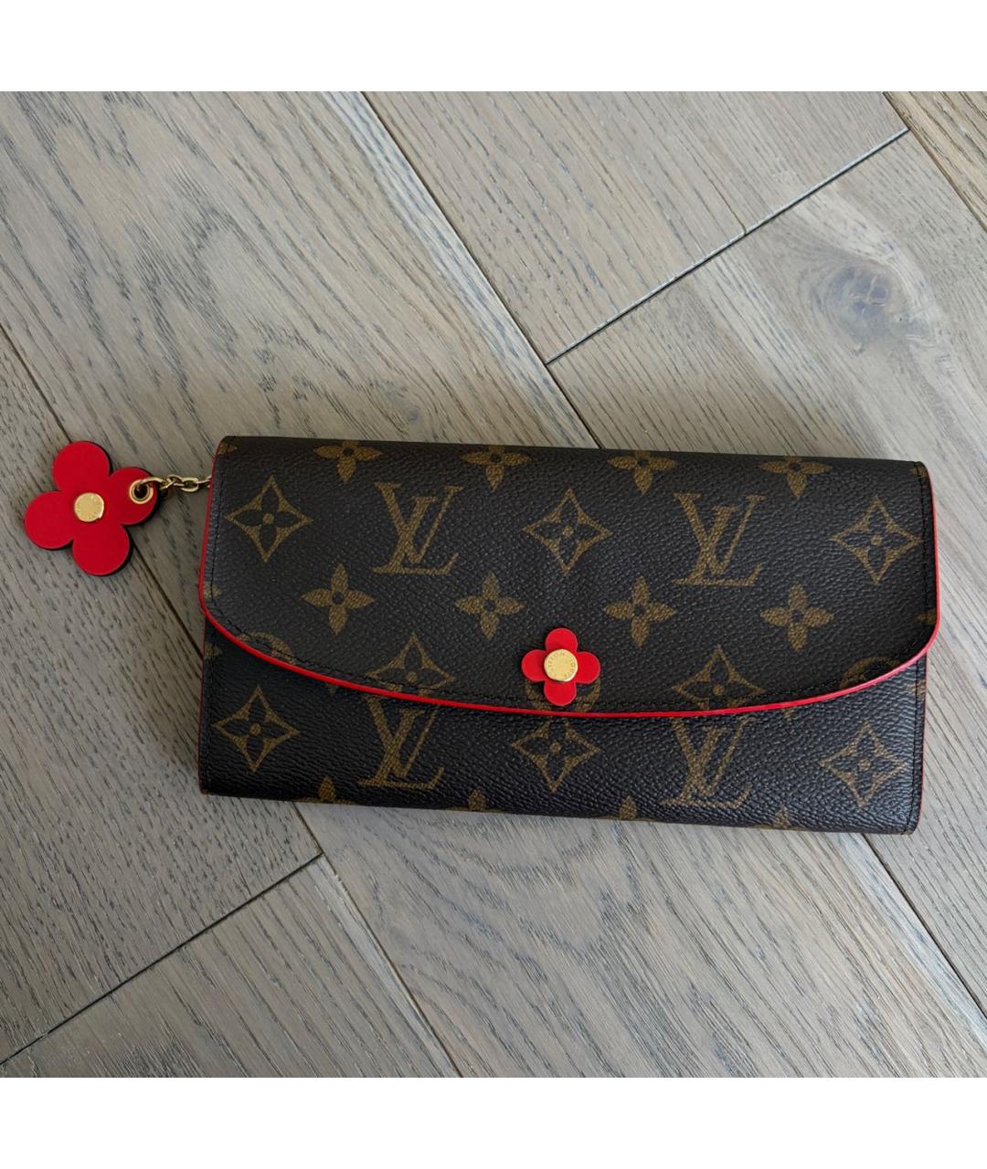 LOUIS VUITTON Коричневый кожаный кошелек, фото 6