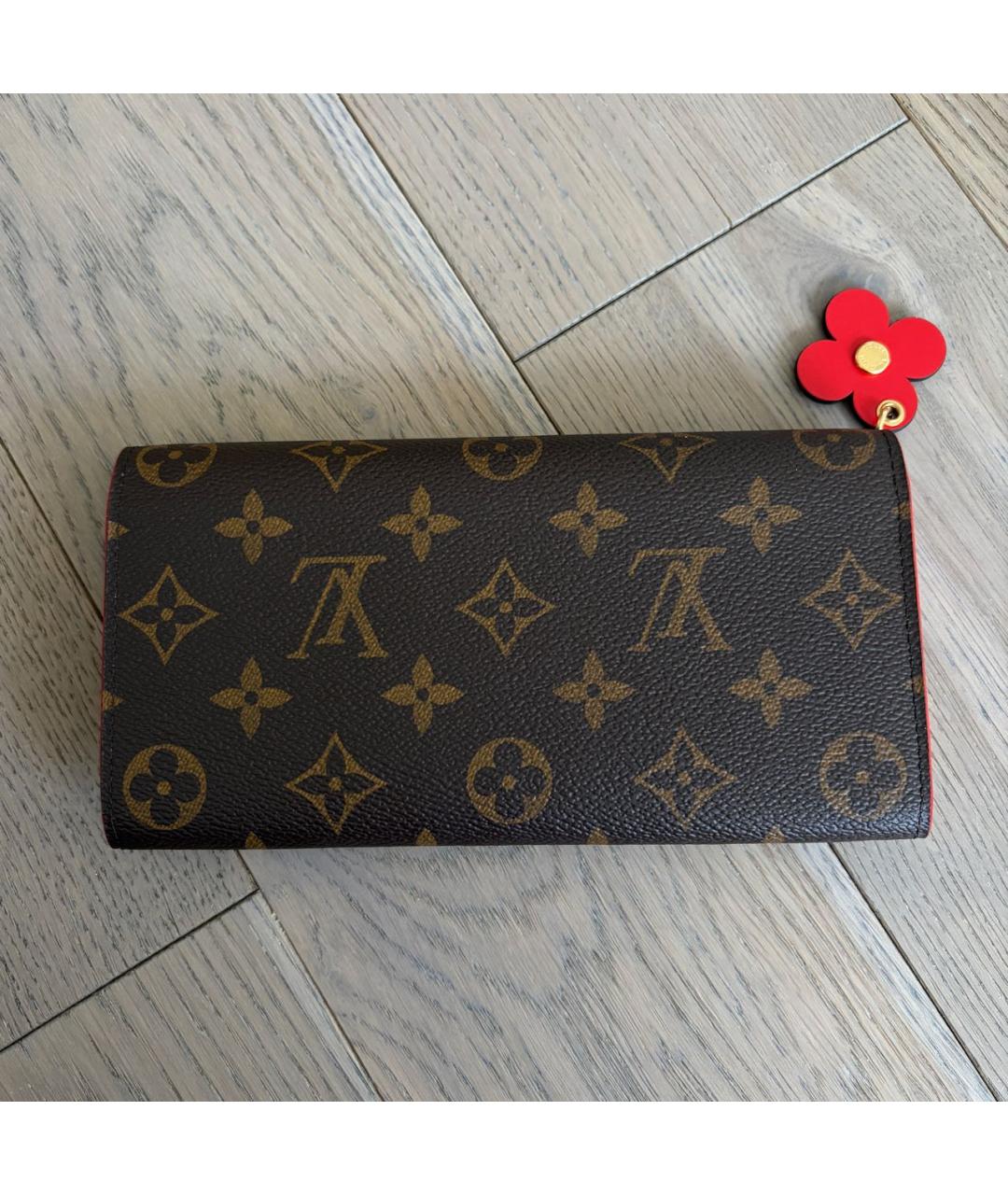 LOUIS VUITTON Коричневый кожаный кошелек, фото 3