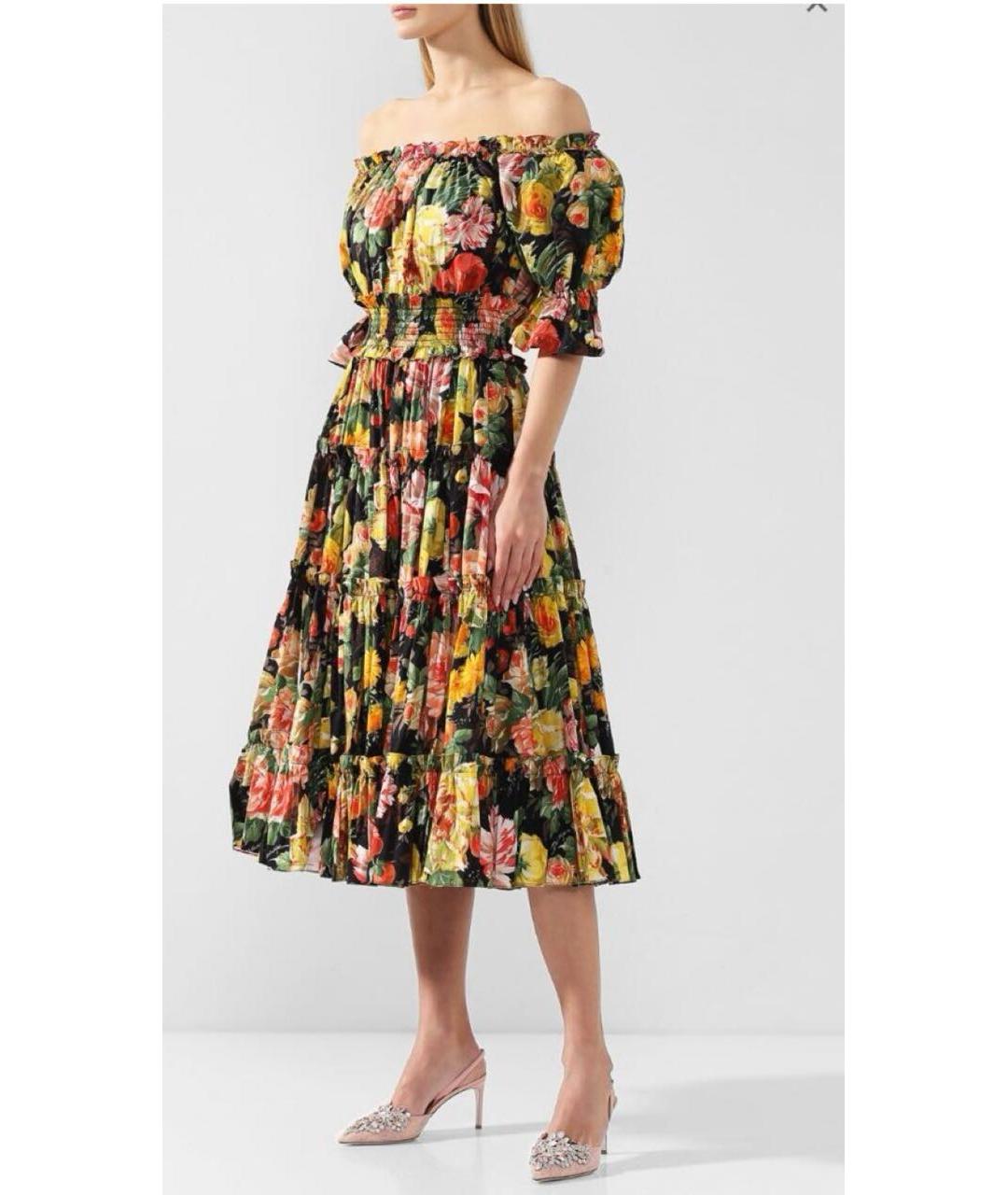 DOLCE&GABBANA Мульти хлопковое повседневное платье, фото 4