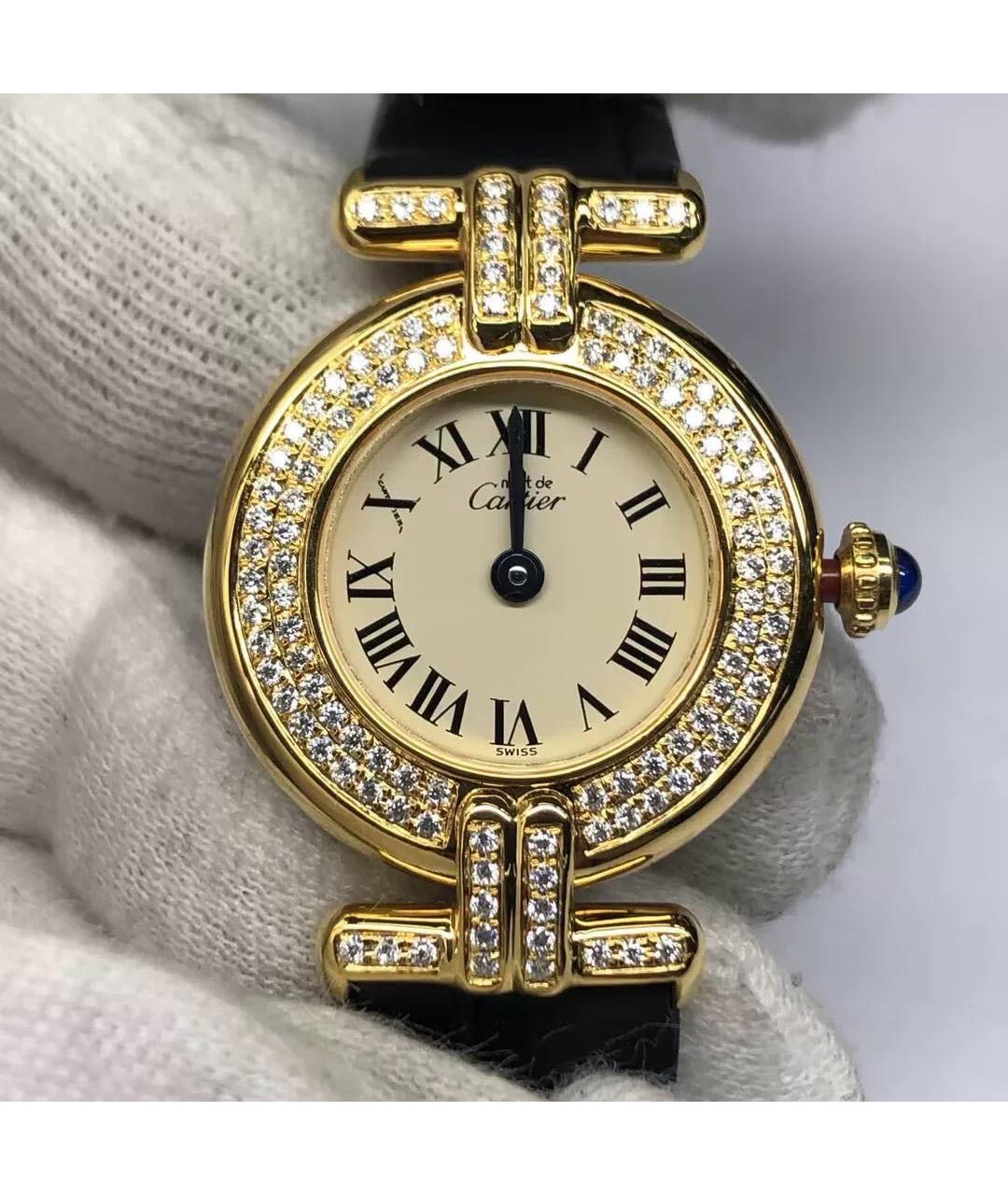 CARTIER Золотые серебряные часы, фото 4