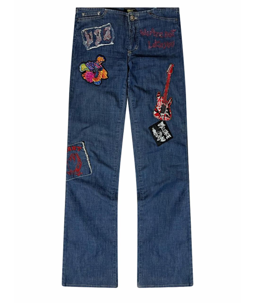 VERSACE JEANS COUTURE Синие хлопко-эластановые джинсы клеш, фото 1