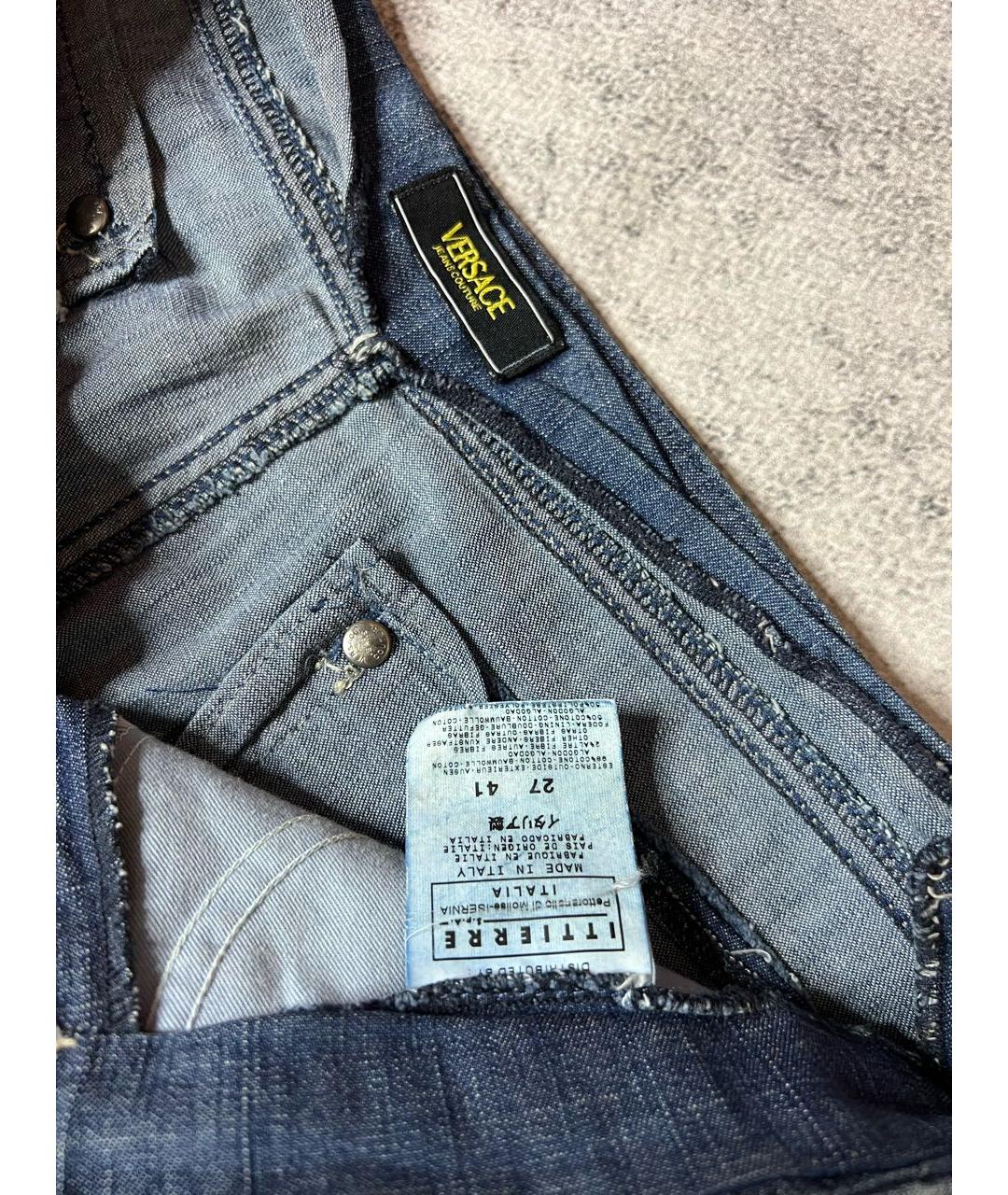 VERSACE JEANS COUTURE Синие хлопко-эластановые джинсы клеш, фото 8