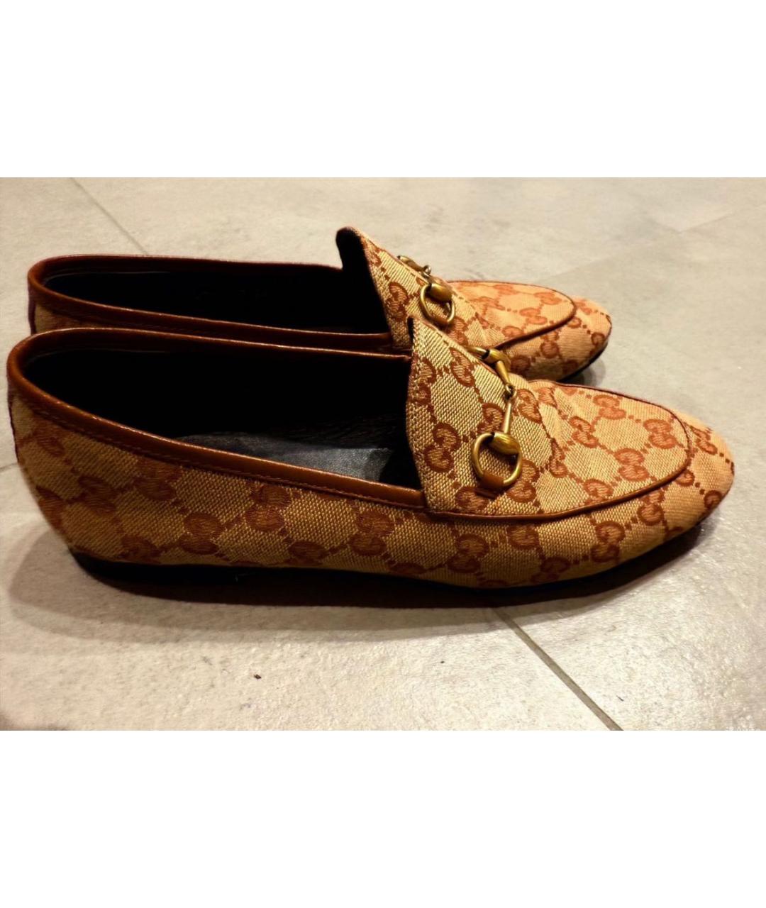 GUCCI Коричневые текстильные лоферы, фото 8