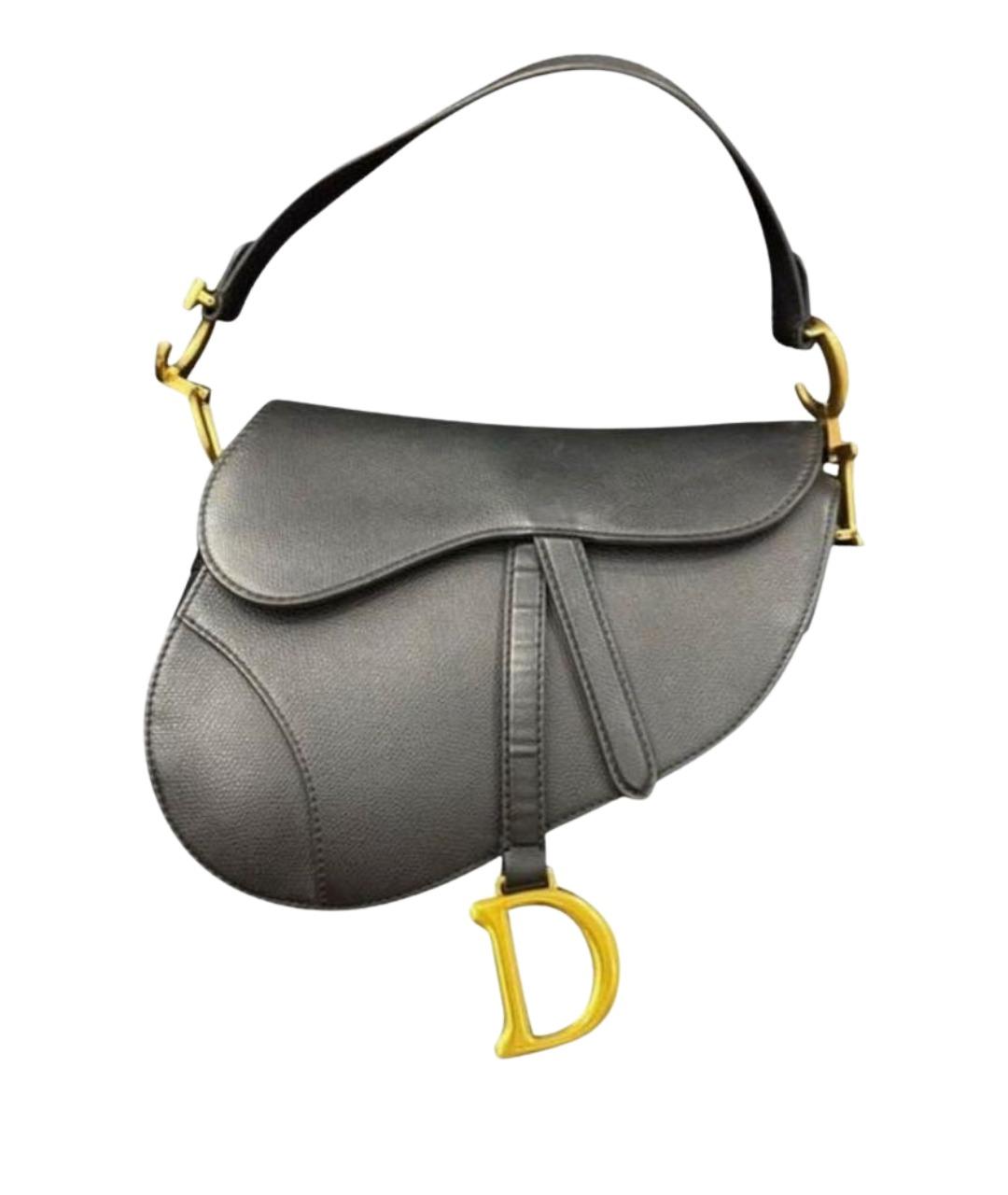 CHRISTIAN DIOR Черная кожаная сумка с короткими ручками, фото 1