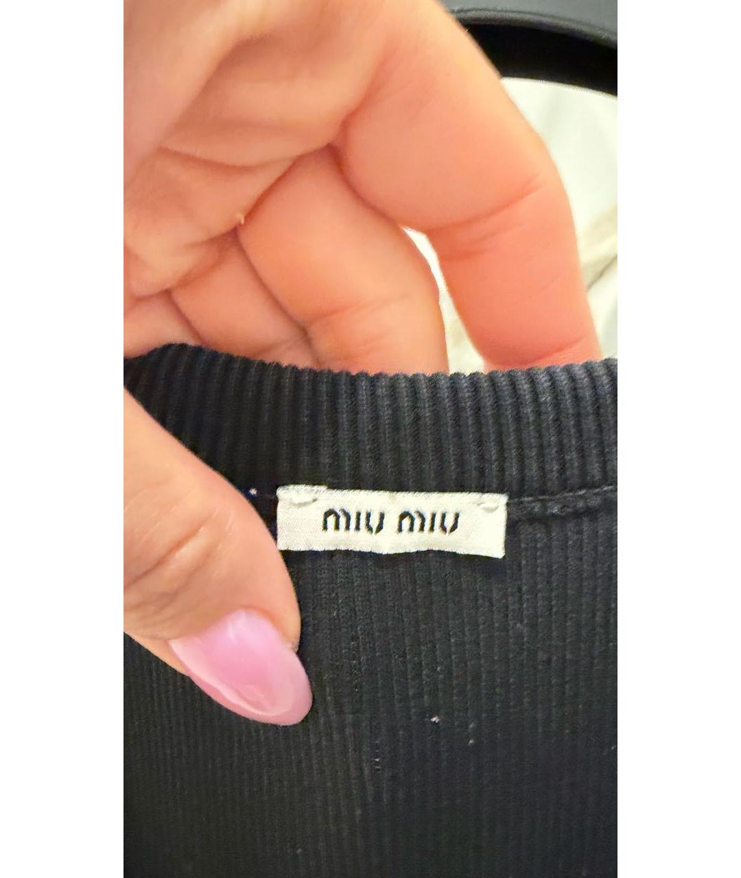 MIU MIU Черная хлопко-эластановая майка, фото 3