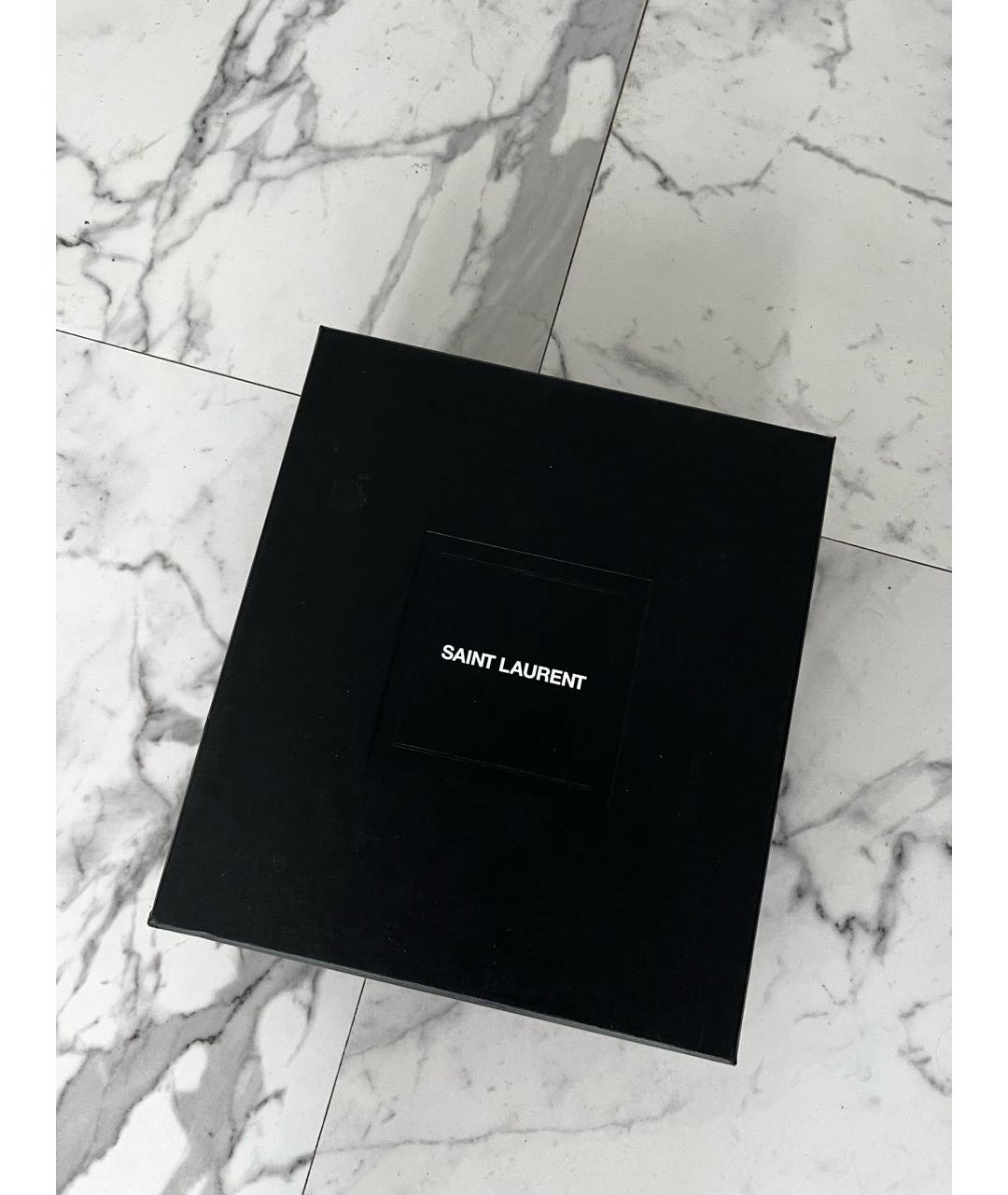 SAINT LAURENT Зеленые бархатные босоножки, фото 6